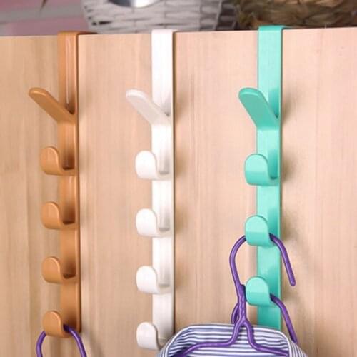 1pcs Plastic Home Storage Organization Hooks Rails Bedroom Door Hanger Clothes Hanging Rack Holder Hooks For Bags Random Color