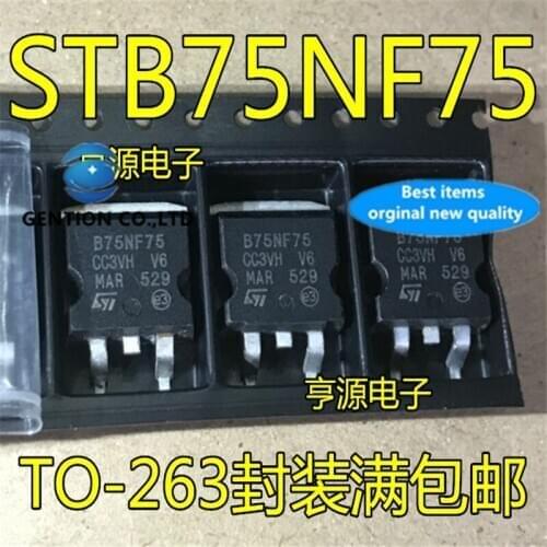 10Pcs STB75NF75 B75NF75 75NF75 80A 75V TO-263 Field effect transistor chip in stock 100% new and original