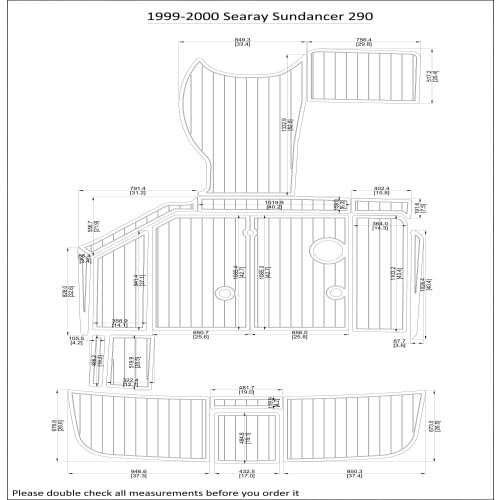 1999-2000 Searay Sundancer 290 Swim Platform and Cockpit Pad Boat EVA Teak Decking 1/4" 6mm