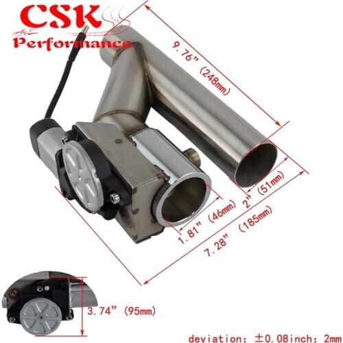 2" 51mm Dual Electric Exhaust Cutout Cutoff Downpipe Dump Bypass Valve Kit Wireless Controller / Switch Control