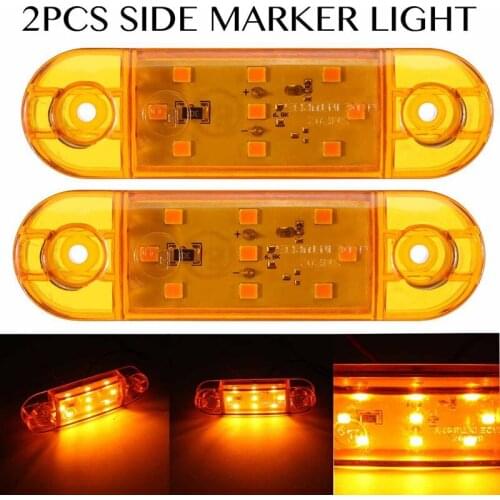 2X 12-24V 9 LED Car Truck Side Marker Light Lamp Tail Light Signal Indicator Warning for Trailer Caravan Lorry Amber