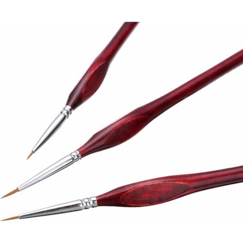 3pcs/Set Sable Hair Paint Brush 0/00/000 Miniature Detail Fine liner Nail Art Drawing Brushes Painting Supplies