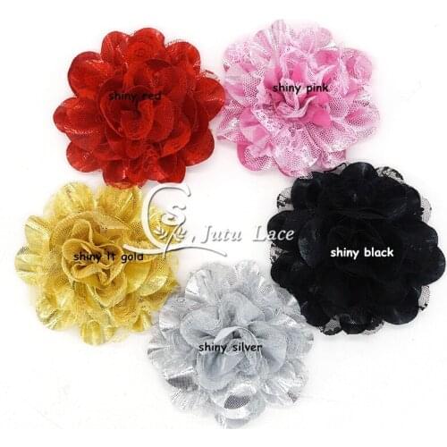 30 pcs / lots , 3 .75 lace flowers , shabby shiny flower for DIY accessories headwear