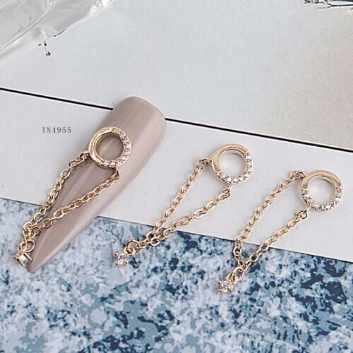 5pcs TN4955 Zircon Round Chain Pendant Nail Art Crystal Rhinestones nail supplies nails accessories nail decorations Nail charms