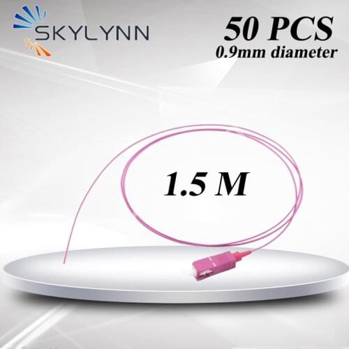 50Pcs 10G SC/UPC OM4 SX Core 0.9m Tight Buffer 1.5 Meter Violet Fiber Optic Pigtails