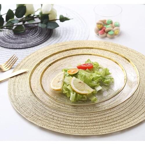 6PCS Braided Beige Round Place Mats for Kitchen Dining Table Runner Heat Insulation Non-Slip Washable Placemats Christmas Dinner