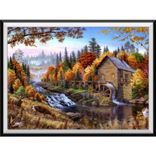 5D DIY Diamond Painting House Scenery Full Square/ Round Diamond Embroidery Cross Stitch Diamond Mosaic Crystal Wall Painting