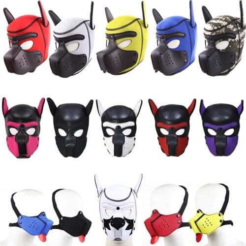 Bdsm Bondage Pet Role Play Party Mask,Puppy Play Dog Hood Mask,Detachable Mouth Gag,Fetish Slave Pup Mask Sex Toys For Women Men