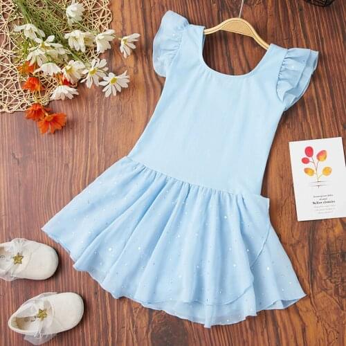 Kids Girl Romper Dress for Children 4-9Y Summer Dance Clothings Flare Sleeves Jumpsuit JYF