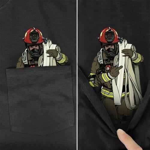 Mens T Shirt Fashion Brand summer pocket firefighter printed t-shirt mens for women shirts Hip hop tops funny cotton tees