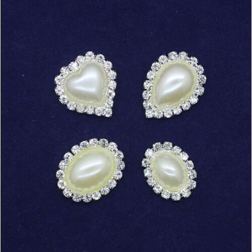 Hot Sale wholesale 20pcs/lot Pearl Wedding Diamond Button Flatback Button rhinestone Button Crystal DIY craft Accessories YC11