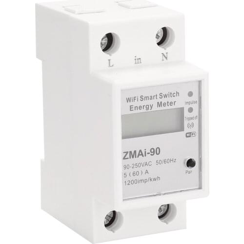 Single Phase Din Rail Wifi Intelligent Energy Meter Power Consumption Kwh Meter Wattmeter Support Smartlife/Tuya App Works