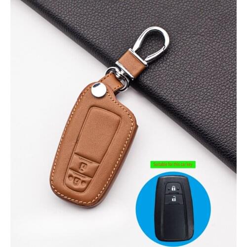 Leather Car Key Case Cover For Toyota C-HR CHR Rav4 Corolla Camry Avalon Land Cruiser Prado Prius 2018-2020 2 Buttons Remote