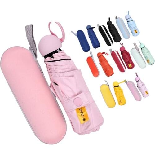 Mini Travel Sun & Rain Umbrella Lightweight Windproof Portable Umbrella Compact Parasol with UV Protection