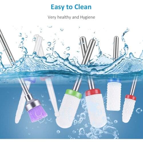 MaryCarrie 7 Pieces Ceramic Nail Mill Bits Professional Remove Gel Acrylic Cuticle for Manicure Pedicure Salon Home Use