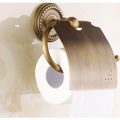 Copper antique toilet paper holder, European room roll paper rack, Retro bathroom tissue paper holder, Free shipping