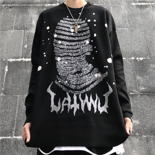 2021 Autumn and Winter New Trend Knitted Sweater Jacket ins Dark High Street Harajuku Men and Women Tops Thick Loose Jacquard