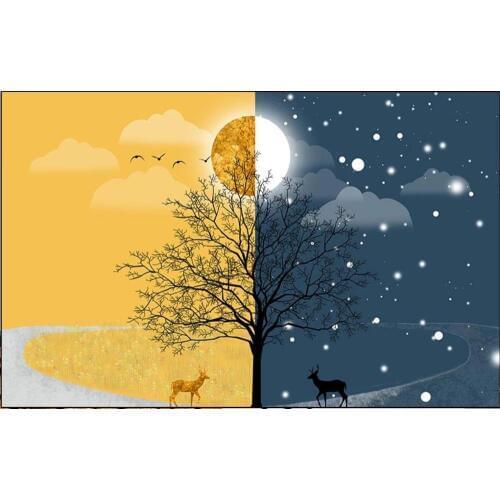 Custom photo wallpapers for walls 3 d European simple tree sun and moon scenery abstract childrens room bedroom wall papers