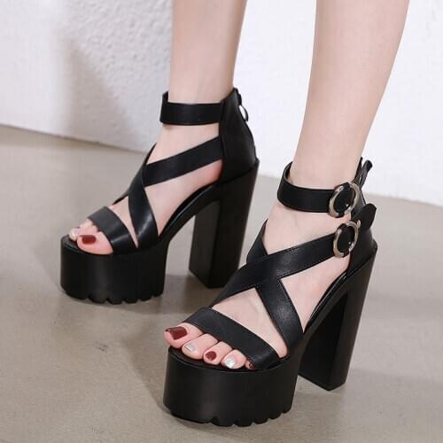 2020 New Summer Shoes Women White Open Toe Button Belt Thick Heel Wedges Platform Shoes Fashionable Casual Sandals Female