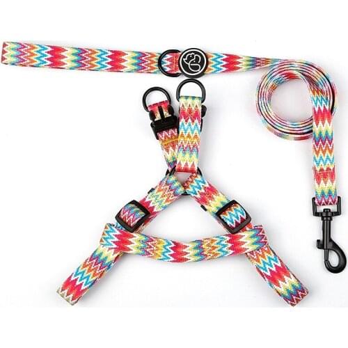 Dog Harness Set Puppy Collar Leash Stripes Nylon Pet Vest Harness for Small Medium Large Dog French Bulldog Pet Supplies