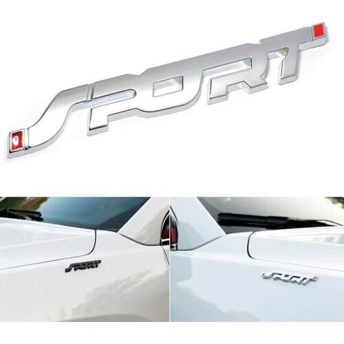 SPORT Logo Emblem Car Trunk Fender Badge 3D Sticker Metal Decal Accessory Silver