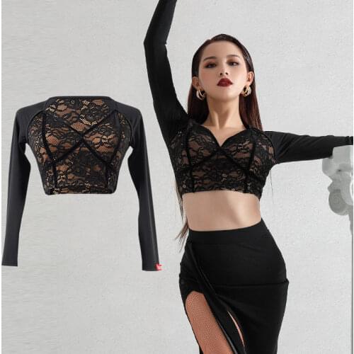 Latin Dance Sexy Lace Latin Dance Top Dance Outfit Rumba Costume Latin Performance Outfit Women Latin Dance Top Girl L1150