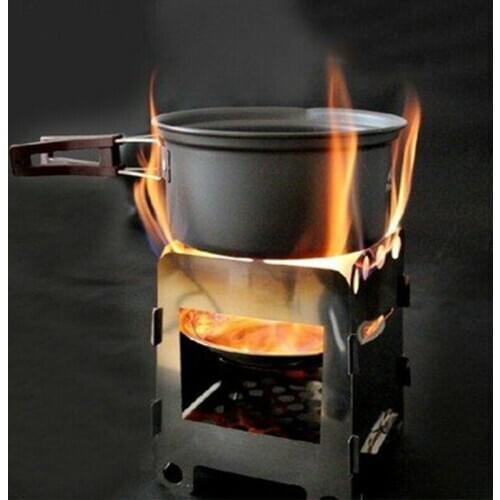 Camping Wood Stove Portable Outdoor Folding Wood Stove Burning for Backpacking Survival Cooking Picnic Hunting Stainless Steel