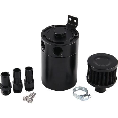 Universal 2-Port Oil Catch Can Tank Engine Air Oil Separator Tank Reservoir Kit OCC041 Black
