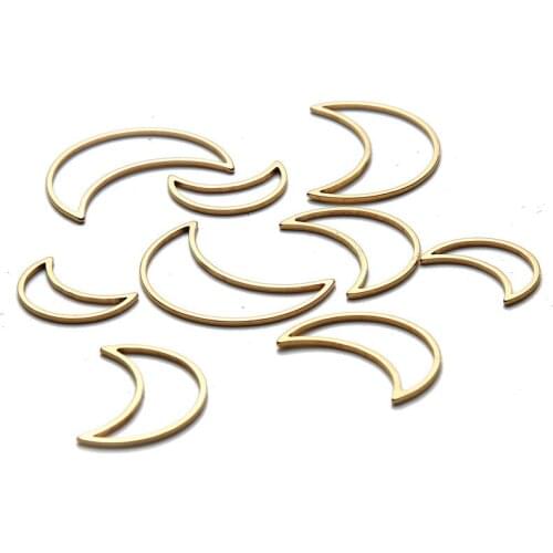 Stainless Steel Thin Line Hollow Crescent Moon Shape Metal Half Moon Charm DIY Jewelry Accessories Wholesale 50pcs