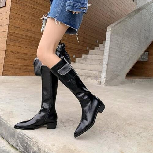 QZYERAI 2021 British Style Riding, Equestrian Boots Women Knee-High Genuine Leather Autumn Winter Ladies Shoes Handmade