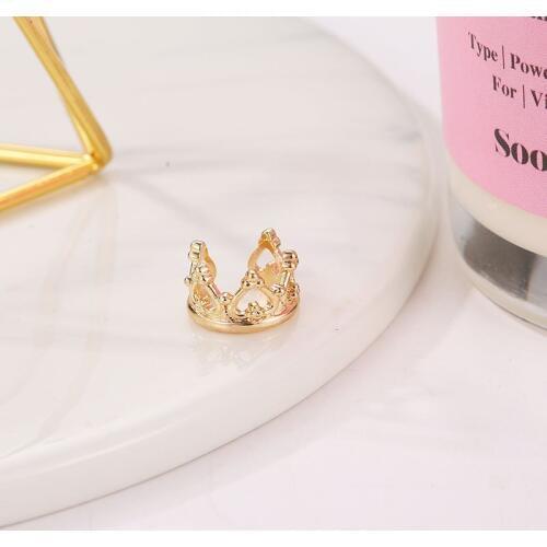 Hollow U-Shaped Crown Sweet Heart Black Silver Plated Golden Clip Earrings For Women Ear Cuff