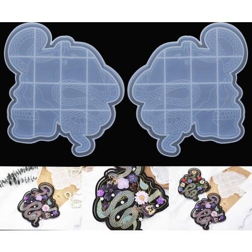 1Pcs Crystal Epoxy Resin Mold Mirror Snake Skull Plate Dish Silicone Mold For DIY Resin UV Epoxy Crafts Tray Home Decoration