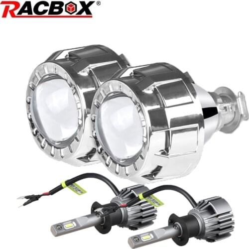 2.0 1.8 Inch Bi Xenon Projector Lens Silver Shrouds Mask 80W H1 Mini Led Bulb Retrofit H4 H7 Car Headlight Assembly 6500K 12V