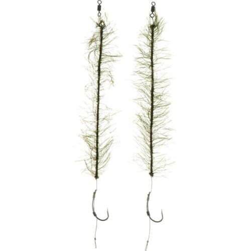 2 Pieces Fishing Hair Rigs, Seaweed Shape Fishing Hooks Terminal Tackle, Carbon Steel, Durable