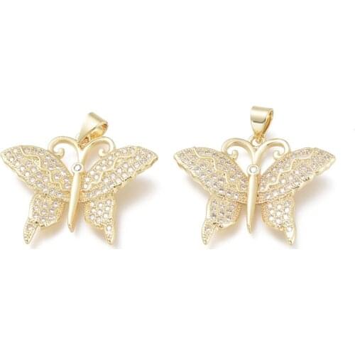 5pcs Brass Micro Pave Cubic Zirconia Butterfly Pendants for DIY Bracelet Necklace Jewelry making Decor Accessories Findings