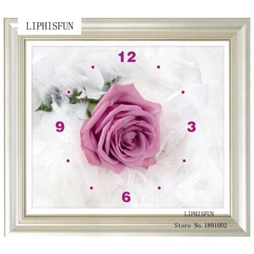 5D Diy Diamond Painting Flower Fake Clock Style Square Resin Rhinestone Embroidery Cross Stitch Home Decor