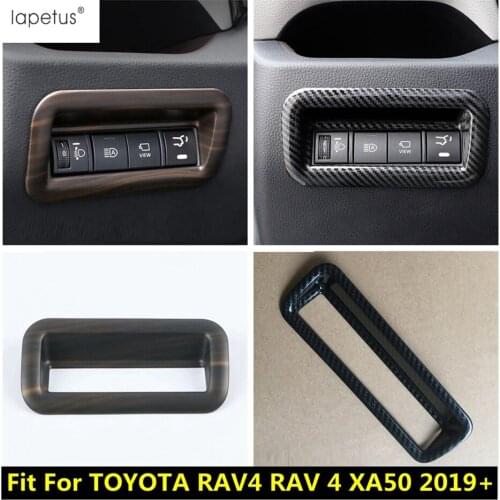 Lapetus Accessories Fit For TOYOTA RAV4 RAV 4 XA50 2019 2020 2021 ABS Front Head Lights Headlight Lamp Switch Button Cover Trim