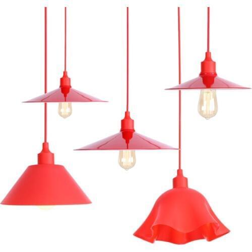 American Rural Nordic Modern Creative E27 Single Head Red Chandelier Lamp Hotel/Restaurant/Bedroom/Living Room Edison AC90-260V