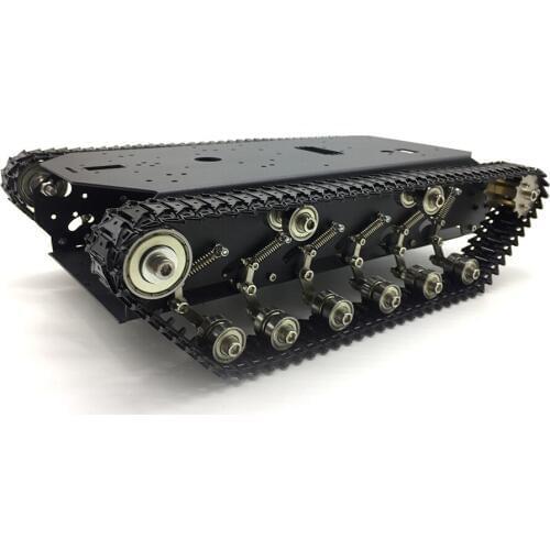 TS600 Tank car, Stainless steel chassis and Black Metal Tracks,Shock Absorber,for obstacle-surmounting,robot,DIY