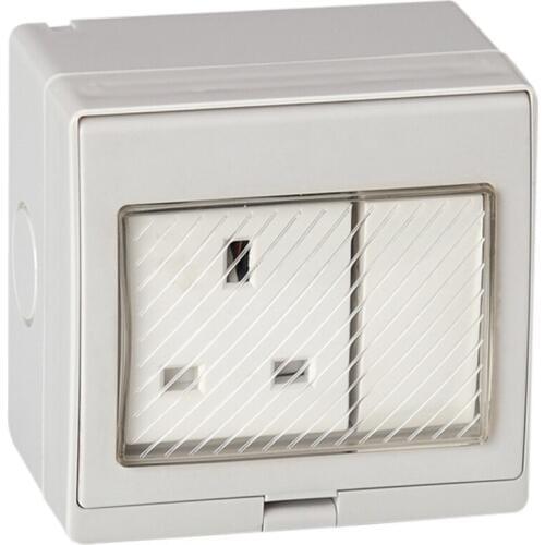 White UK 13A 250V 1Way 2Way Waterproof IP55 Kitchen Outdoor Anti-UV Surface mounted Outlet Britain Singapore Power Wall Socket