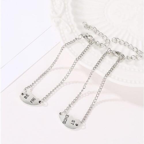 2 Pcs/Set Best Friends Bracelets For Women Girls Charm Letter Puzzle Heart Bangles Friendship Forever Bracelets Jewelry Gift