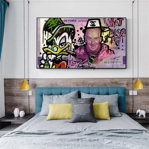 Disney Donald Duck With Money Posters and Prints Amine Canvas Painting On the Wall Art Pictures for Room Wall Home Decor