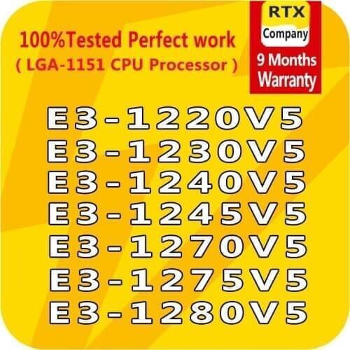 E3-1280V5 1275v5 1230V5 1225V5 1270V5 1240V5 1245V5 1220v5 LGA1151 4 Core PC Computer Xeon CPU Server Processor Official Version