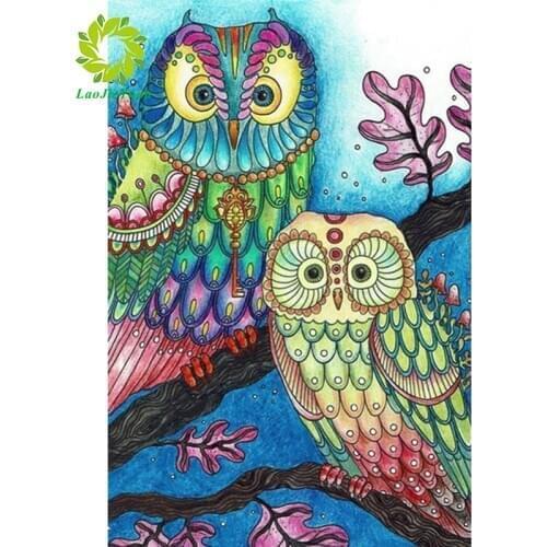 LaoJieYuan Diamond Painting Owl Full Square Diamonds Embroidery Animals Pictures Of Rhinestones Mosaic Home Decoration