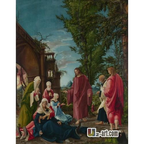 Canvas Prints (Christ Taking Leave of His Mother ) by Albrecht Altdorfer reproduction classic oil painting for room Religion-039
