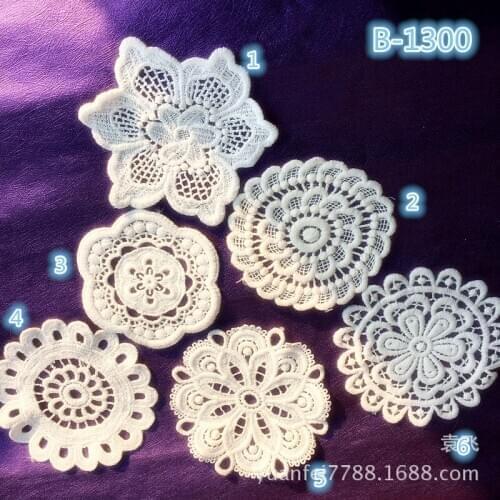 50pcs/lot Cotton Round European Retro Vintage Flower Lace Embroidery Cloth DIY Clothing Accessories