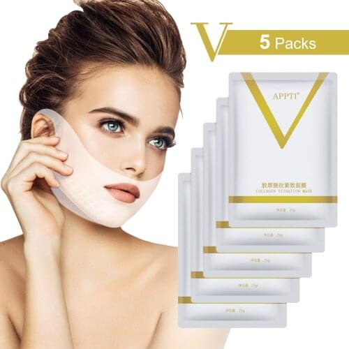 4D Double V Shape Face Lifting Slimming Mask Thin Line Chin Collagen Sheet Wrinkle Removal Anti Aging Hanging Ear Dropshipping