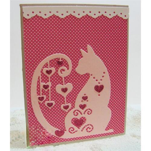 Love Cat Metal Cutting Dies Silver Stencil For Scrapbooking Album Photo Paper Card Craft Fun New 89*98MM