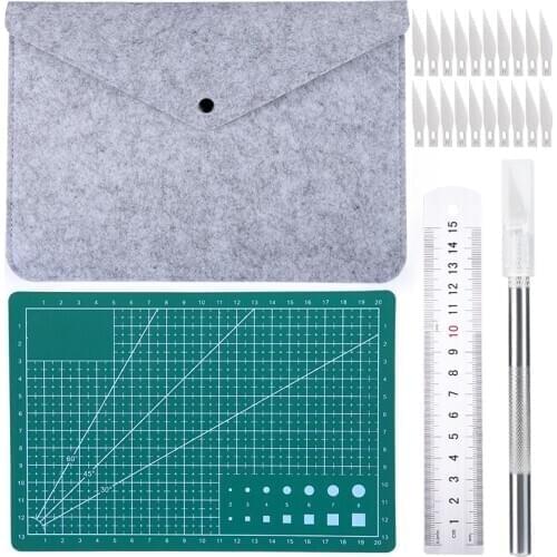 MIUSIE Carving Knife Precision Knife Engraving Knives with Blade Aluminum Ruler A5 PVC Cutting Board for Beginner Do Handwork