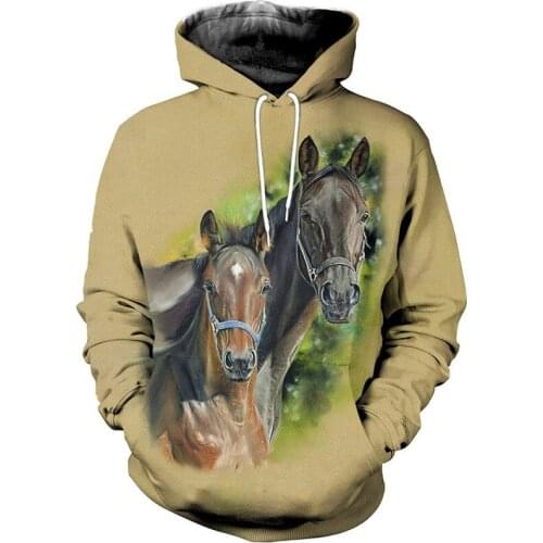 3D printed horse series fashion zipper Sweatshirt casual Street hip hop Hoodie---hhh